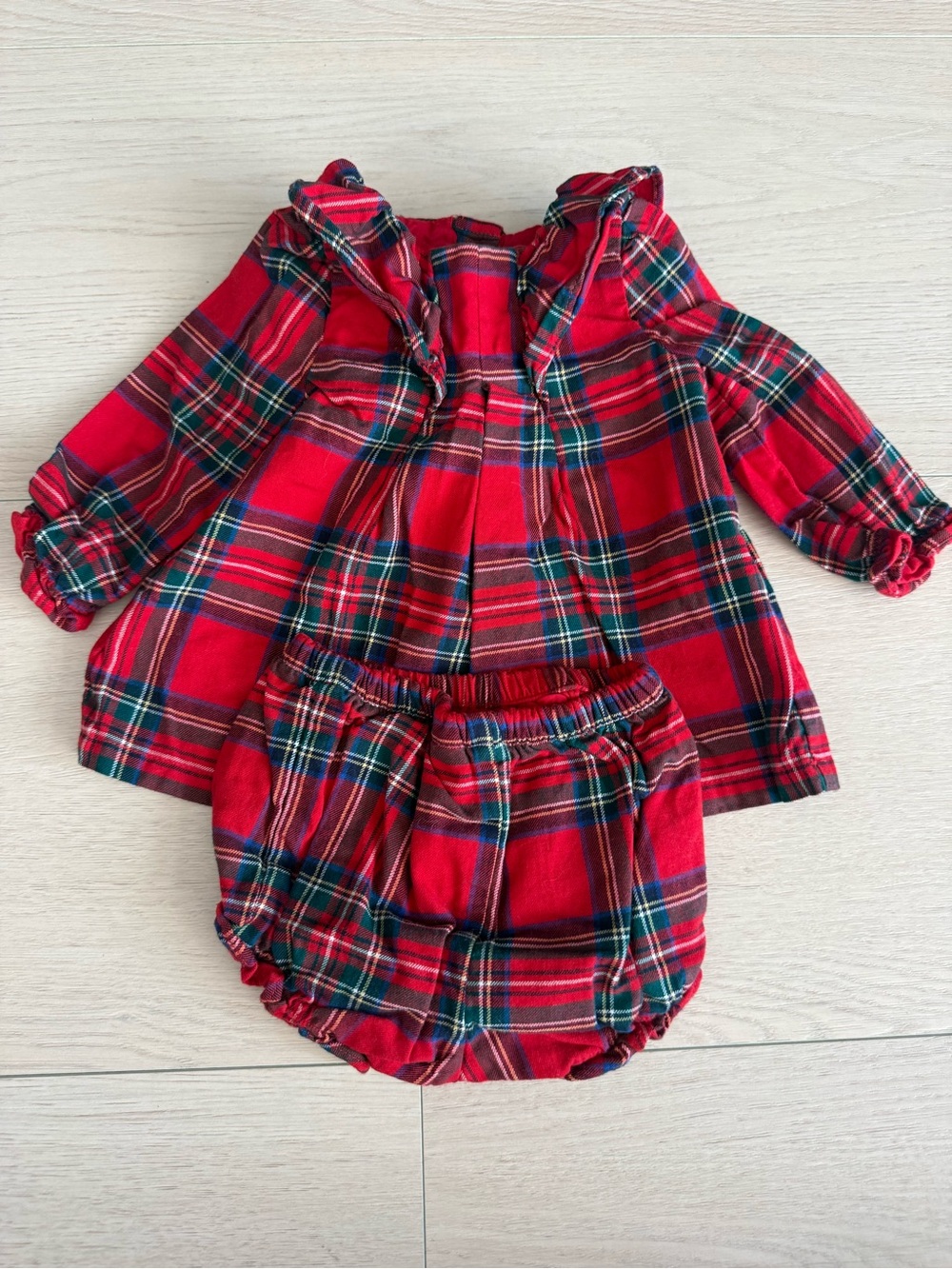 Janie and Jack Red Plaid Ruffle-Collar Baby Dress | 3-6 months